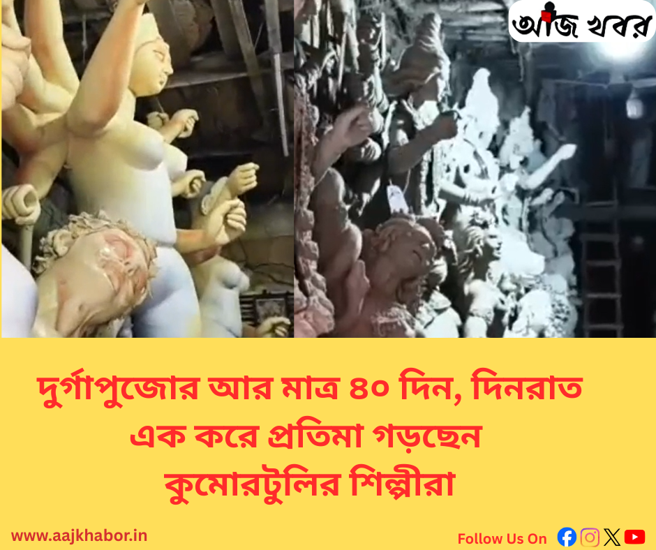 দুর্গাপুজোর আর মাত্র ৪০ দিন, দিনরাত এক করে প্রতিমা গড়ছেন কুমোরটুলির শিল্পীরা