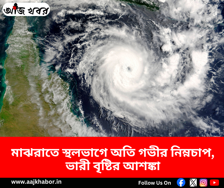 মাঝরাতে স্থলভাগে অতি গভীর নিম্নচাপ, ভারী বৃষ্টির আশঙ্কা মাঝরাতে স্থলভাগে অতি গভীর নিম্নচাপ, ভারী বৃষ্টির আশঙ্কা